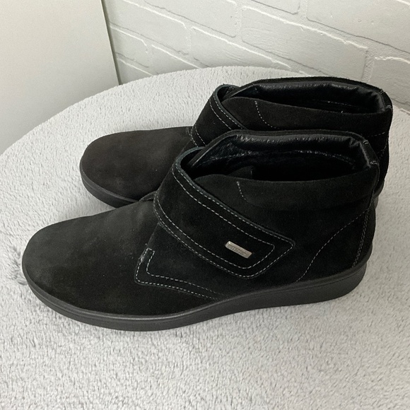 Jomos JoTex Women’s Booties Black Suede Nubuck Genuine Leather Sz 10W - Picture 1 of 15